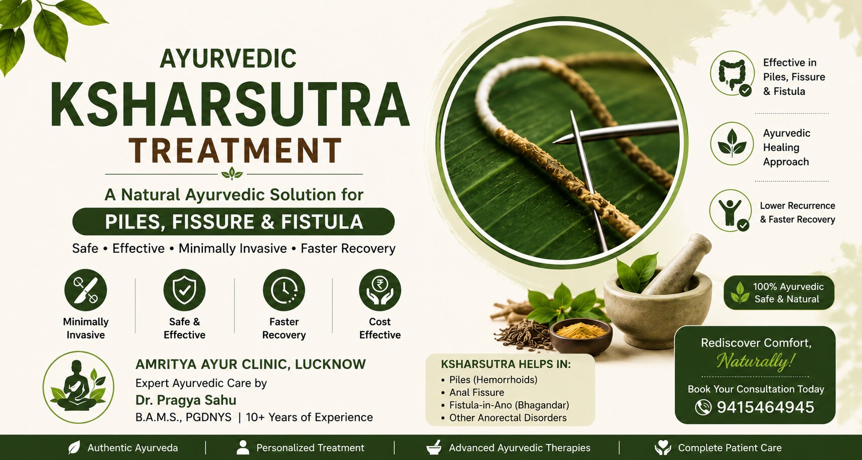 Ksharsutra Treatment in Lucknow | Ayurvedic Piles, Fissure & Fistula Treatment | Amritya Ayur Clinic